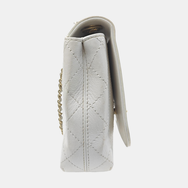 Quilted Calfskin Shoulder Bag White