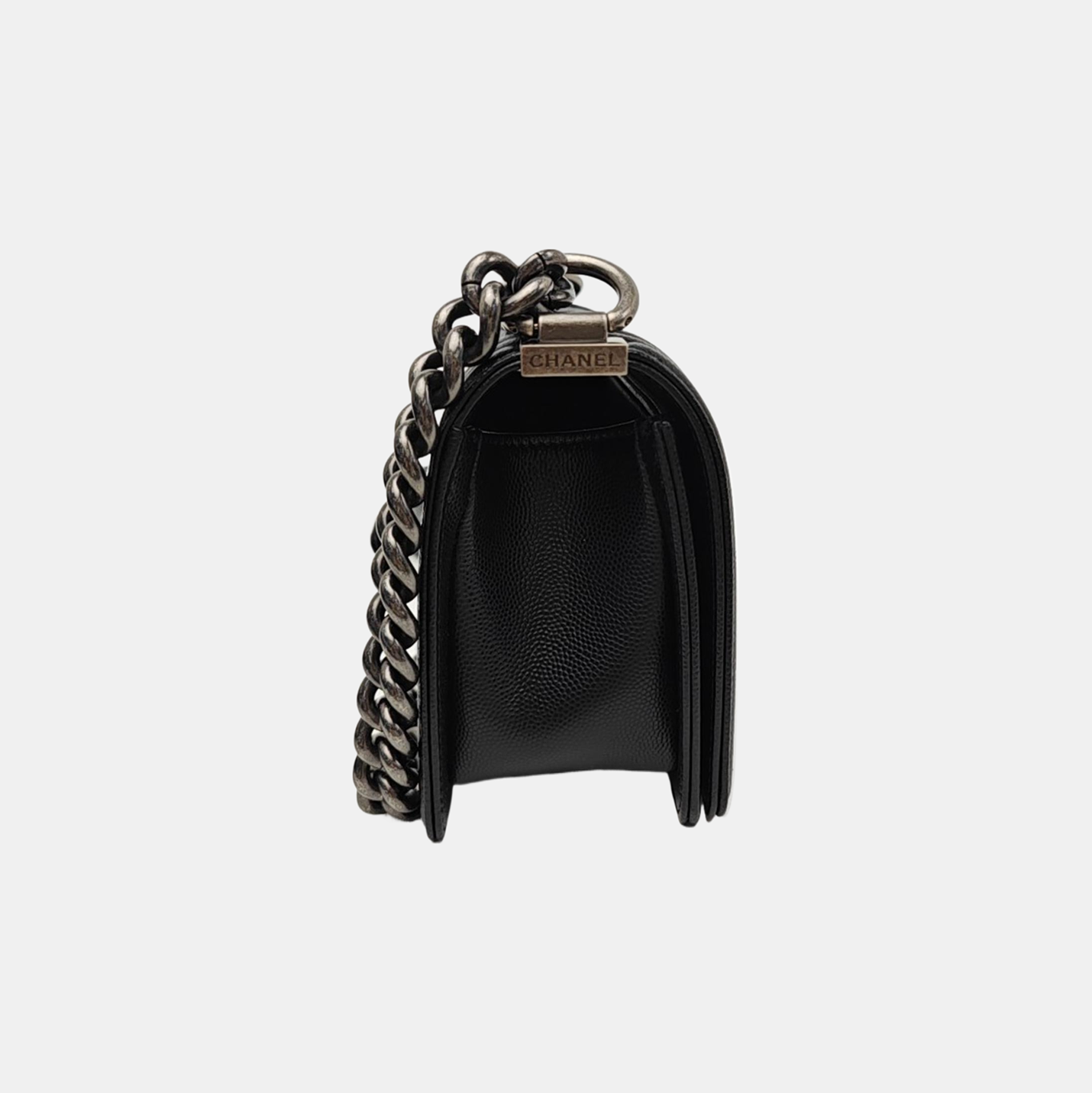 BOY CHANEL Small Quilted Grained Calfskin Black