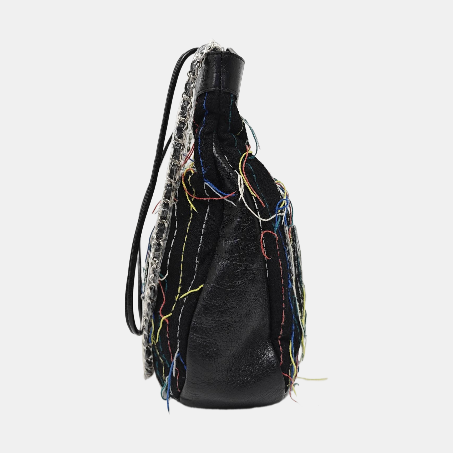 Quilted Fabric Shoulder Bag Black