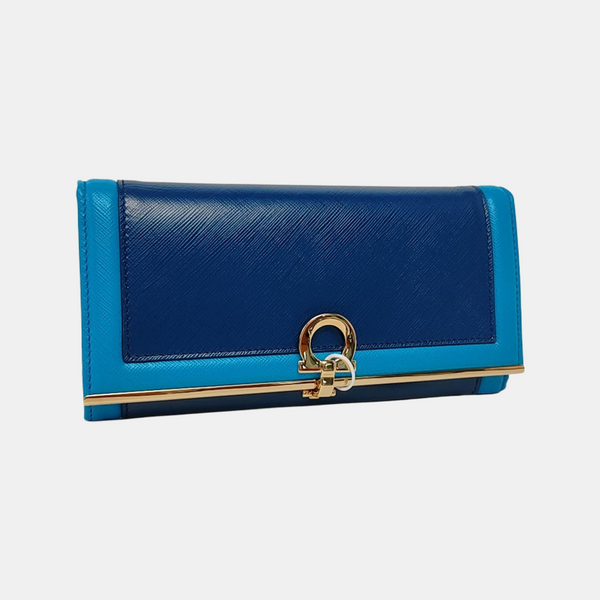 Gancio Calfskin Blue Wallet