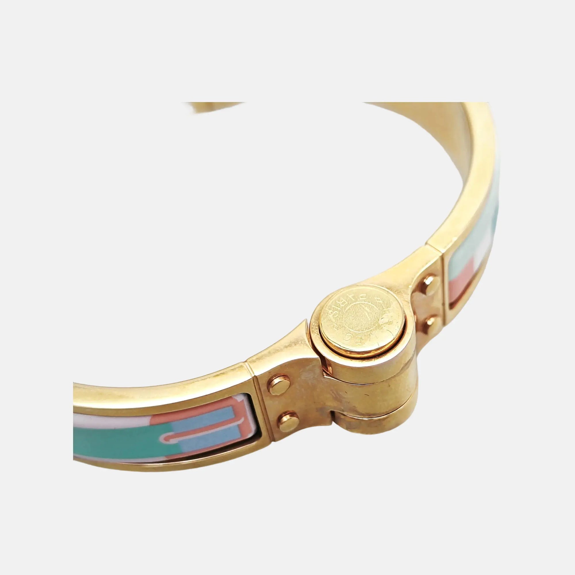 Enamel Hinged Bracelet Metal Multicolor Bangle