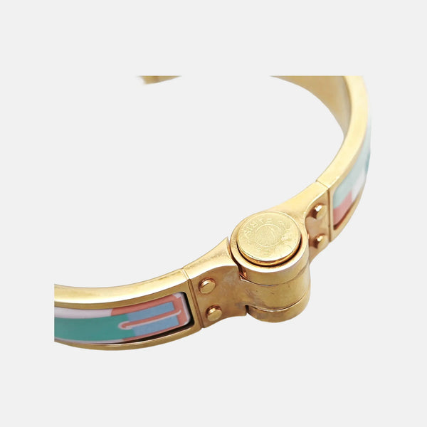 Enamel Hinged Bracelet Metal Multicolor Bangle