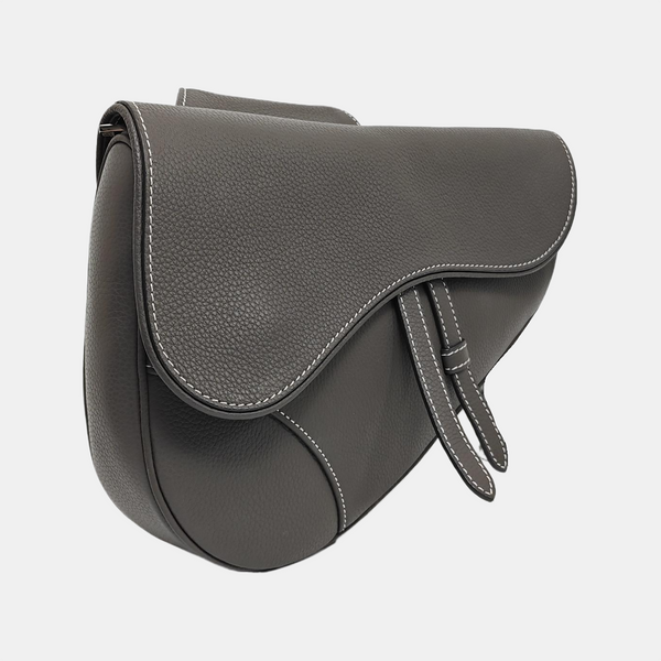 Authenticated pre-owned  Saddle Medium Calfskin Grey - Crossbody Bag at Looply
