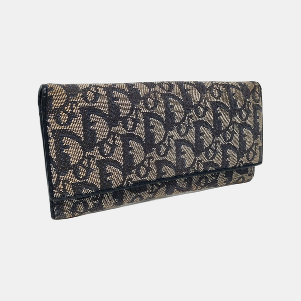 Oblique Coated Canvas Wallet Blue