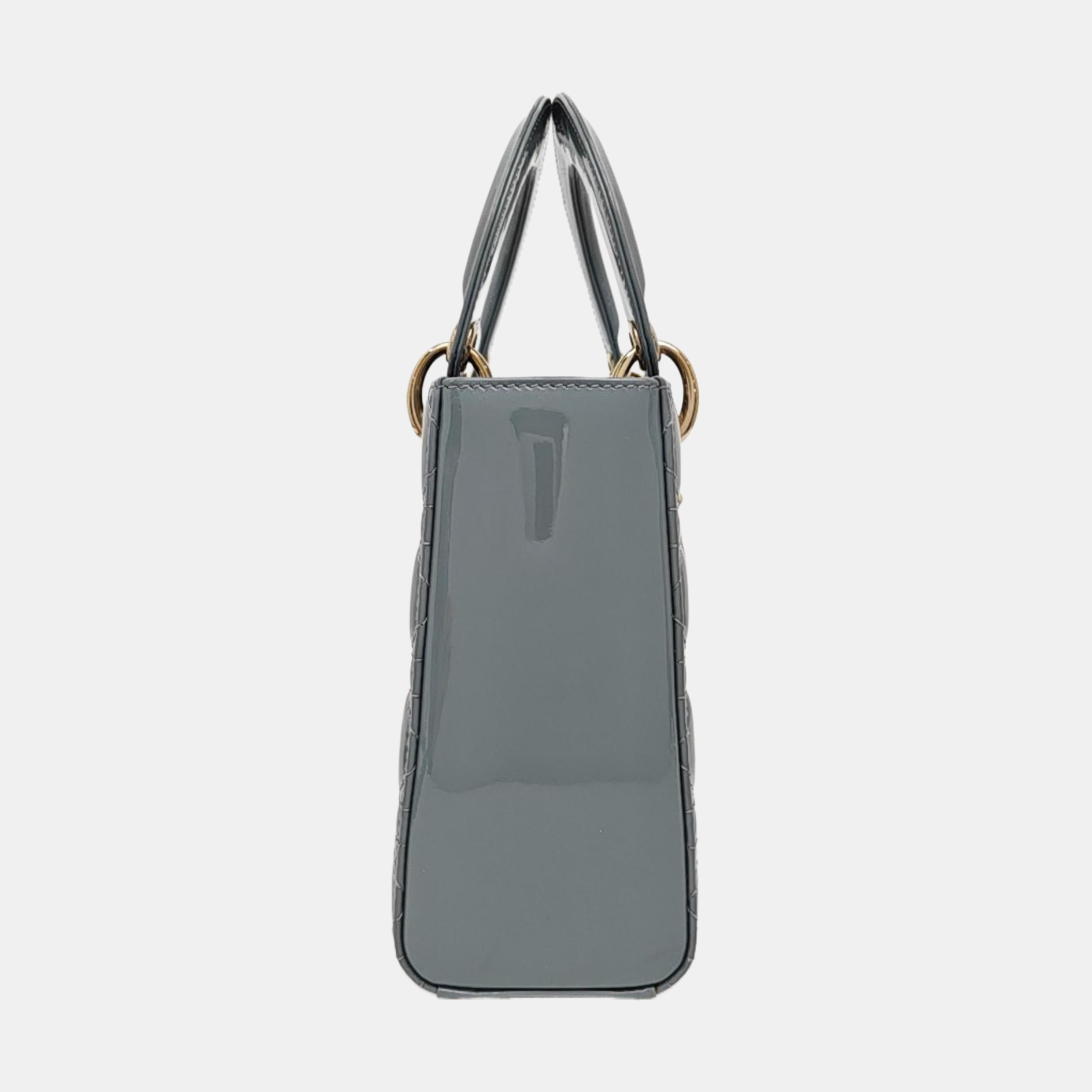 Lady Dior Small Cannage Patent Leather Gray