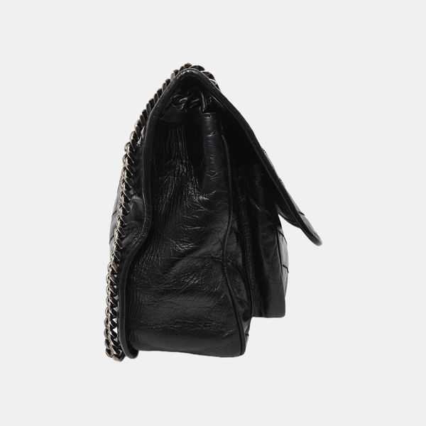 NIKI Medium Chevron Calfskin Black