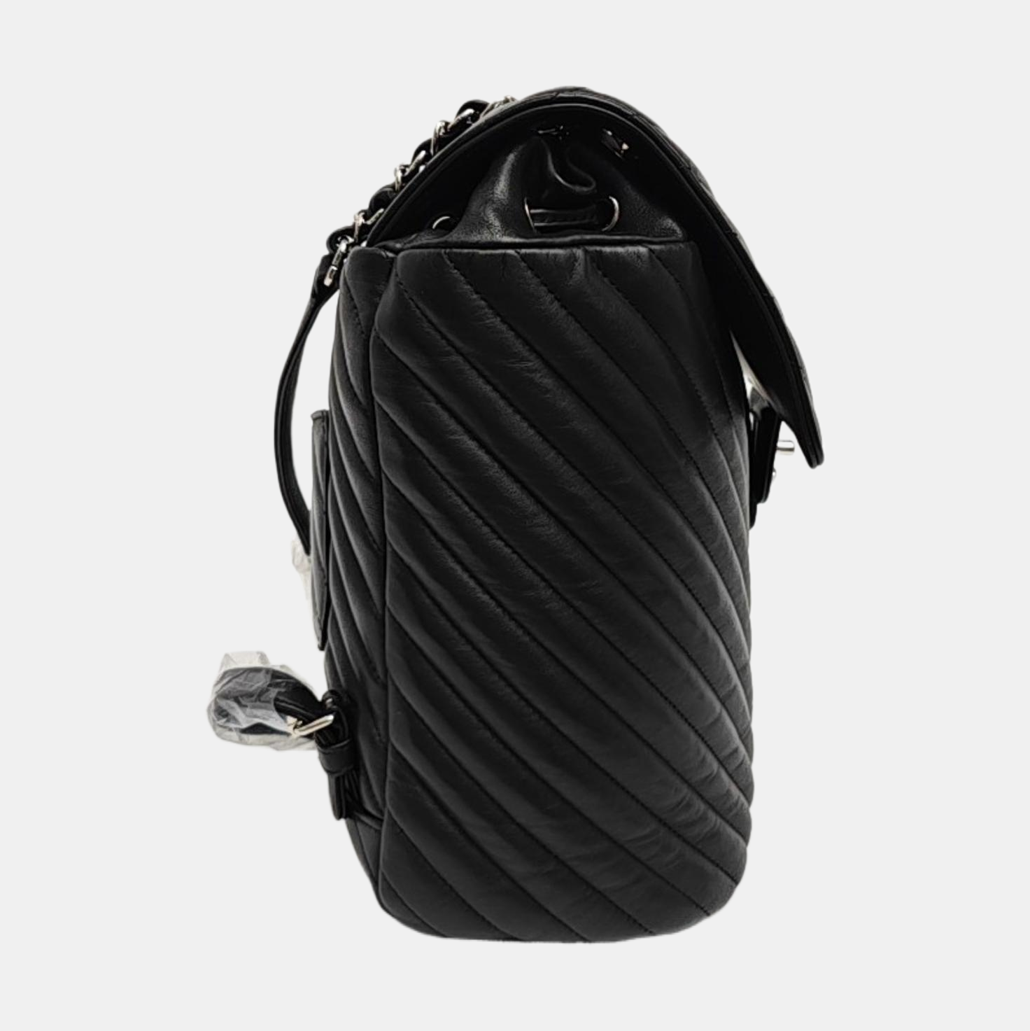 Chevron Calfskin Backpack Black