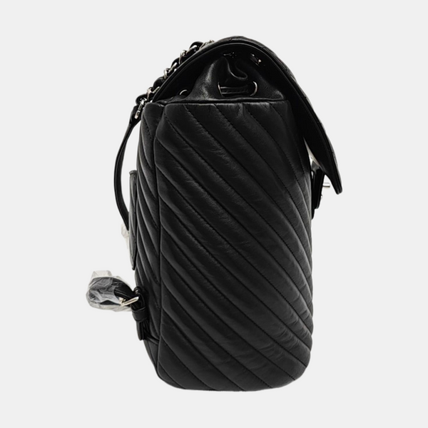 Chevron Calfskin Backpack Black