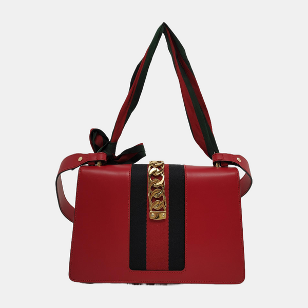 Authenticated pre-owned  Sylvie Small Calfskin Red - Shoulder Bag at Looply