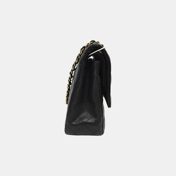 CLASSIC FLAP Medium Quilted Grained Calfskin Black