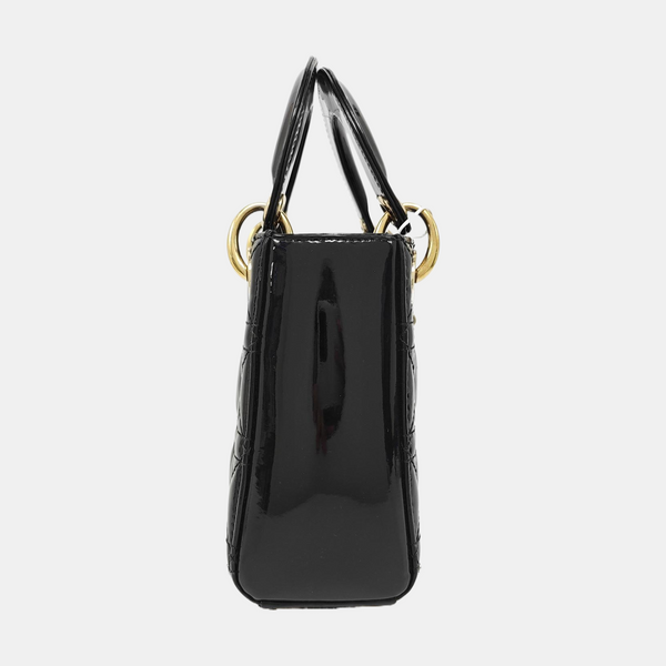 Lady Dior Mini Quilted Patent Leather Black