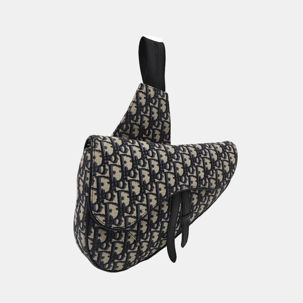 Authenticated pre-owned  Saddle Medium Oblique Canvas Blue - Crossbody Bag at Looply
