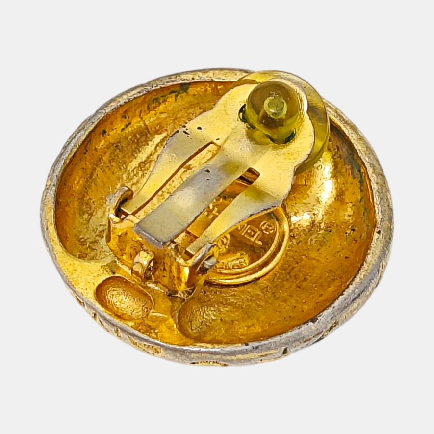 Vintage Metal Gold Clip On Earrings