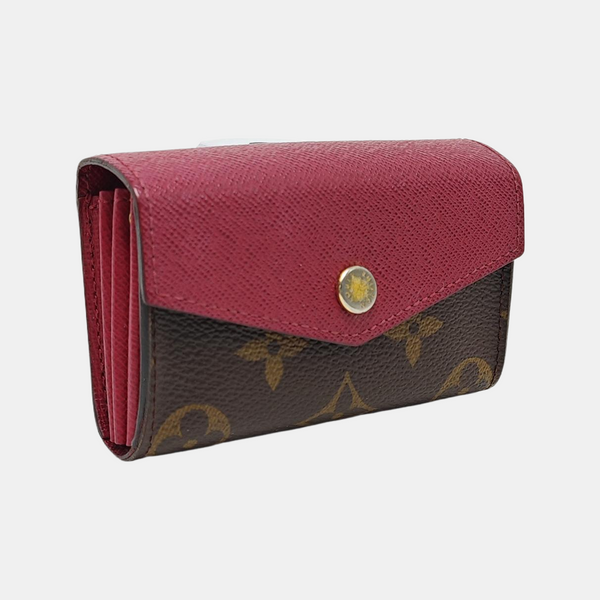 MARIE LOU Monogram Coated Canvas Brown Card Holder