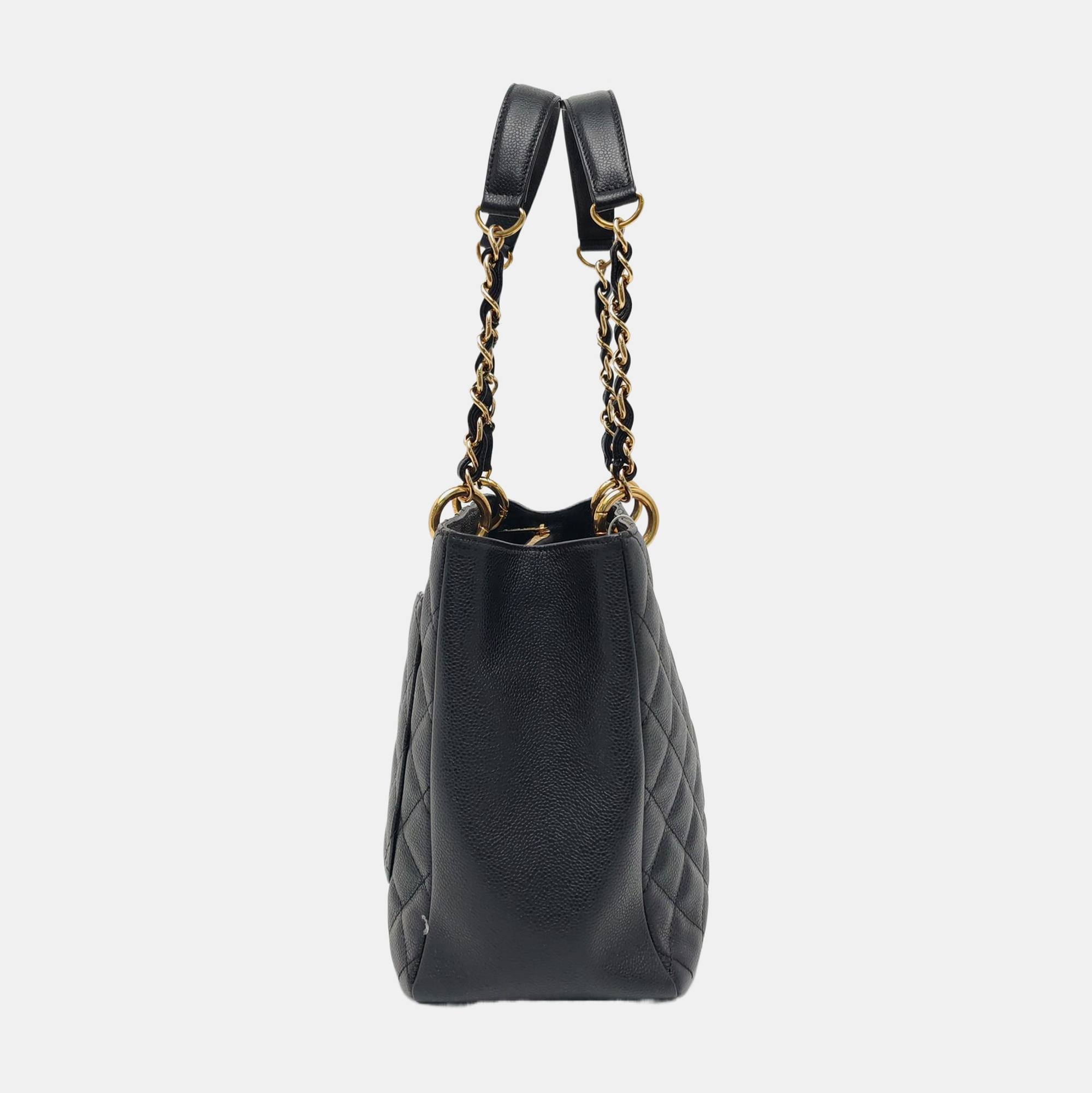 CHANEL GST Large Quilted Grained Calfskin Black