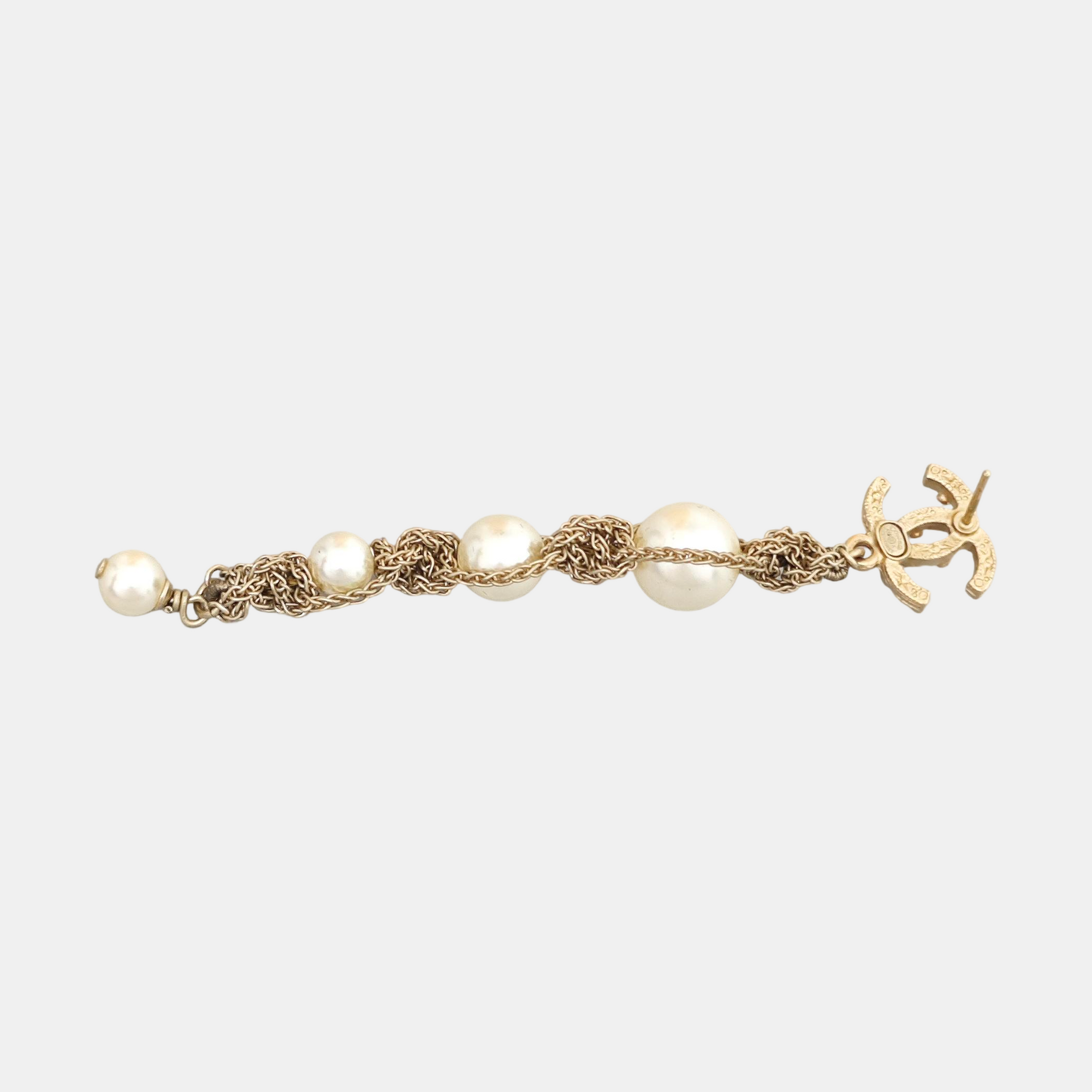 CC Logo Metal Gold Stud Earrings