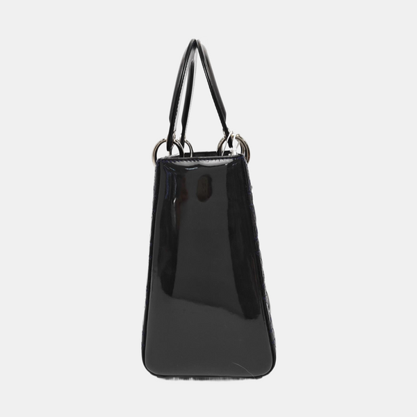 Lady Dior Medium Quilted Patent Leather Blue
