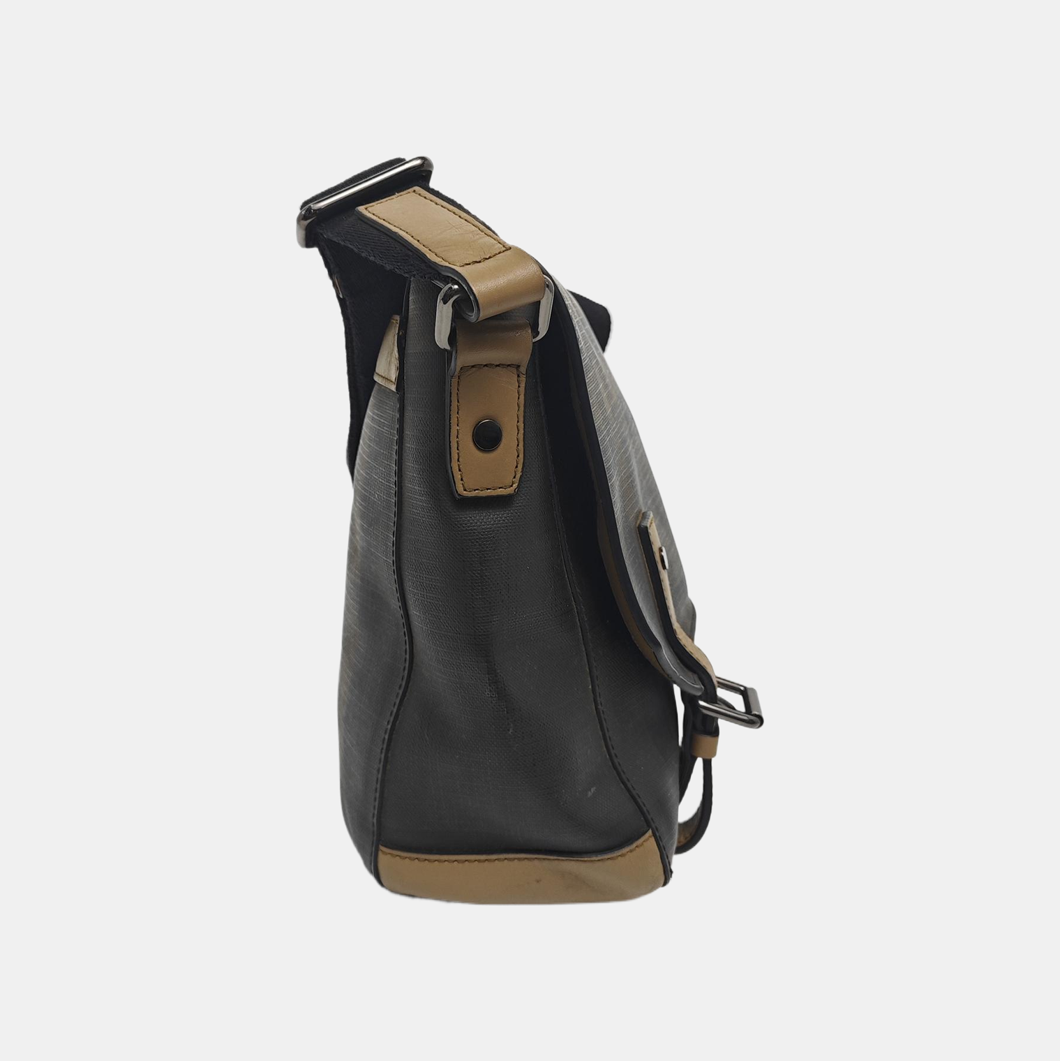 Coated Canvas Shoulder Bag Brown
