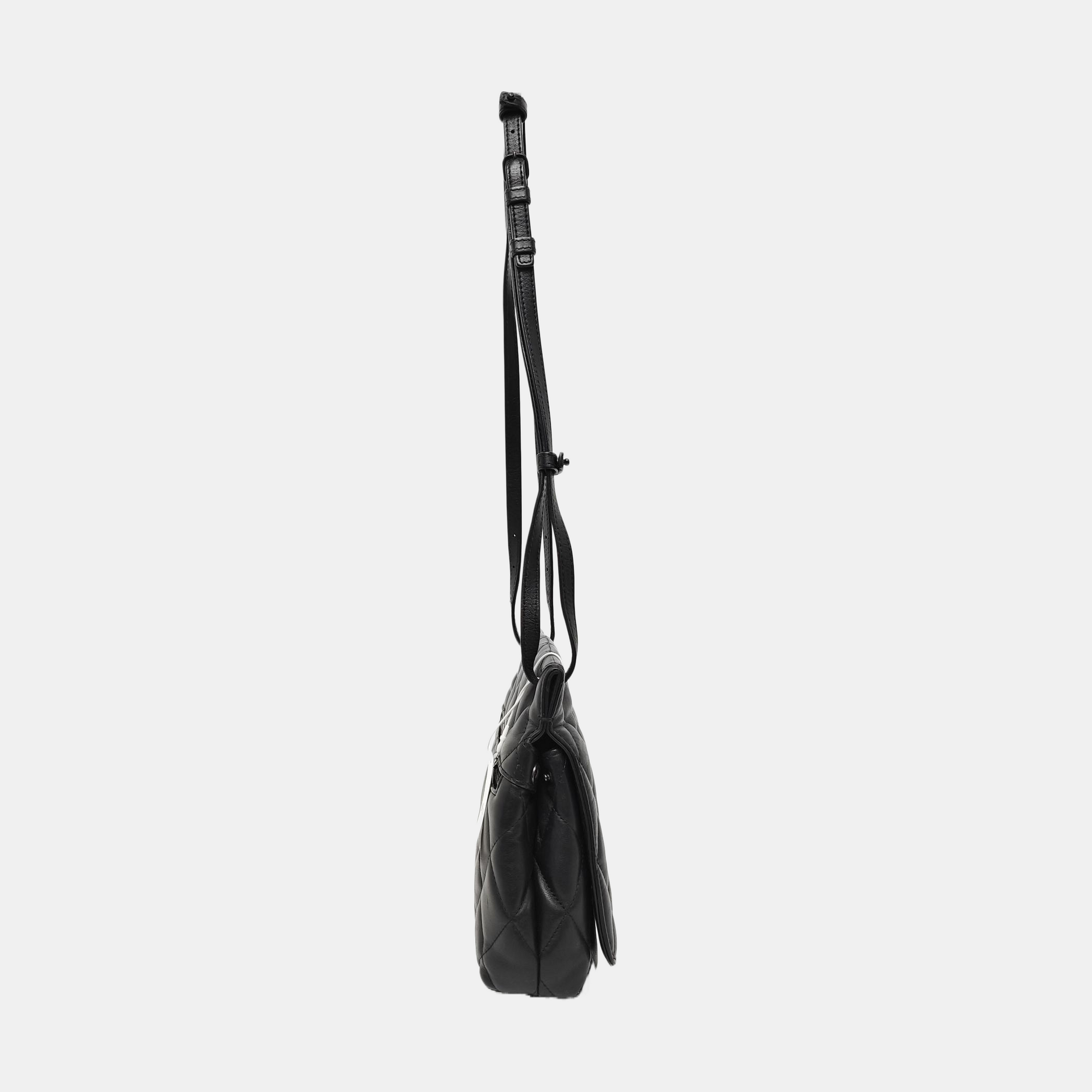 B. Medium Quilted Calfskin Black