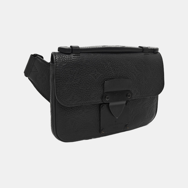 S LOCK Monogram Calfskin Black