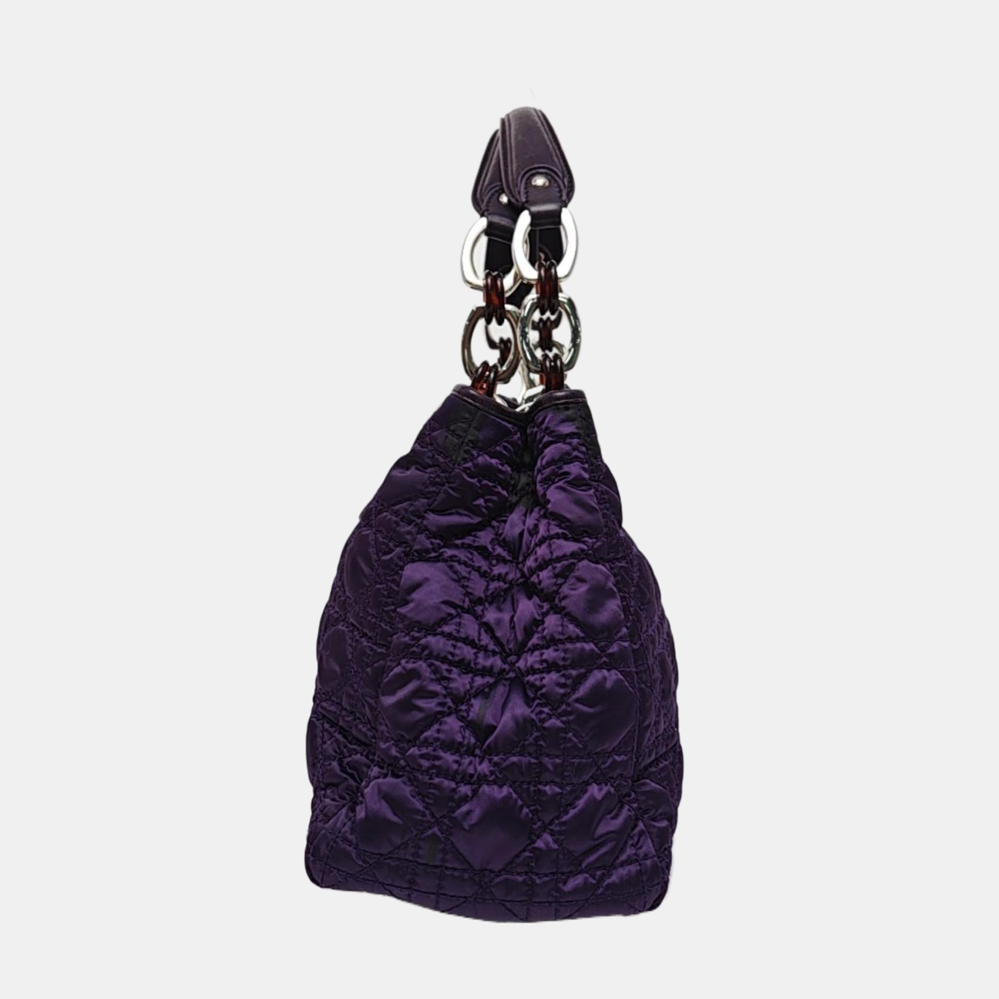 Cannage Silk Satin Tote Bag Purple