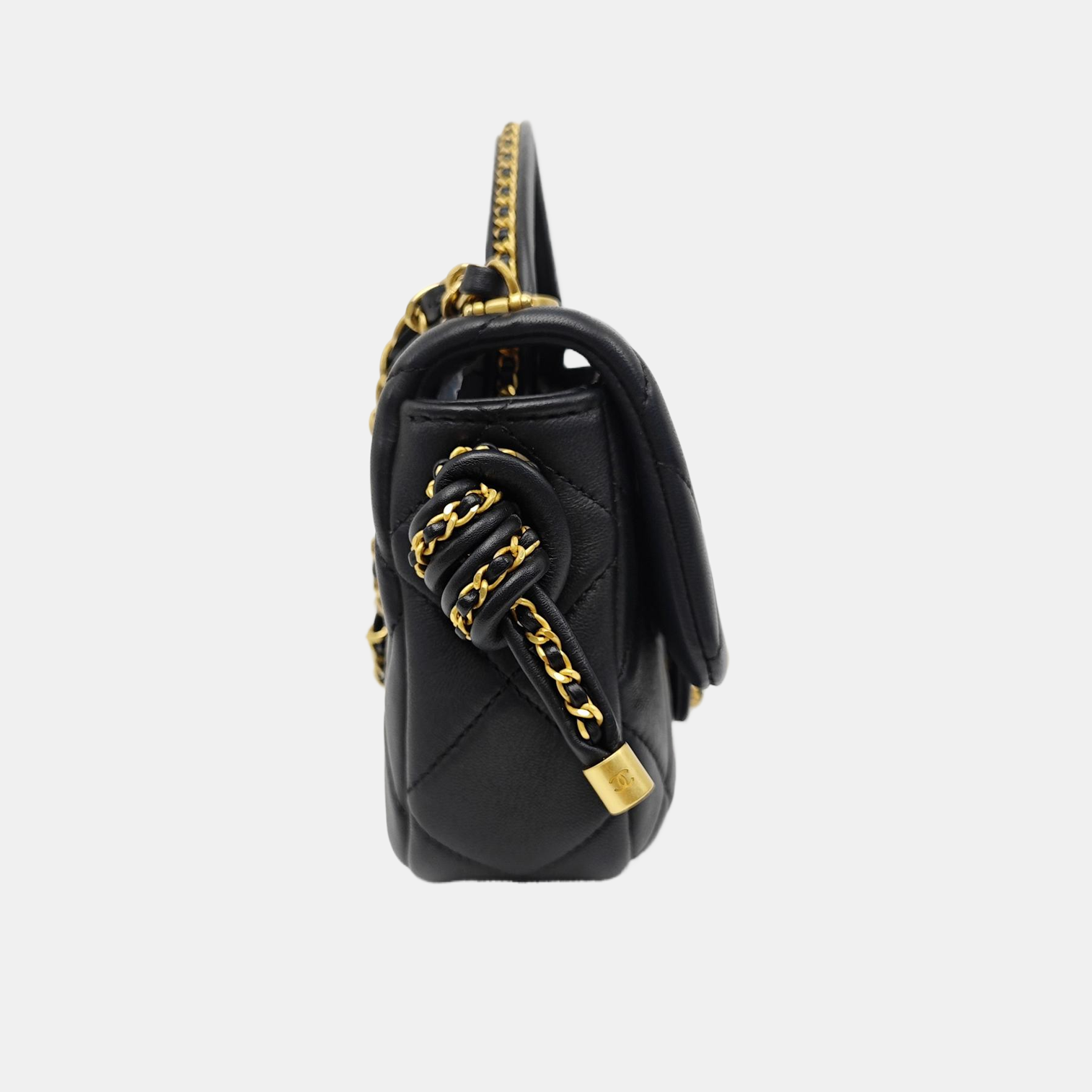Quilted Lambskin Shoulder Bag Black