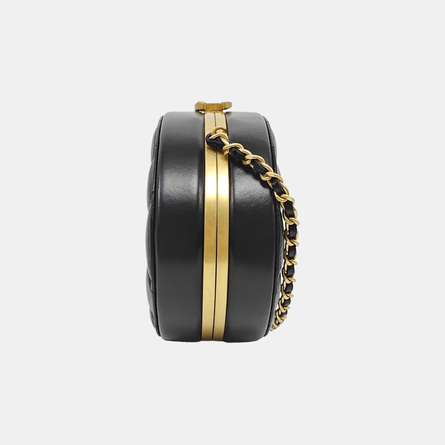 ROUND Quilted Lambskin Black