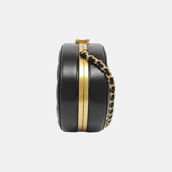 ROUND Quilted Lambskin Black