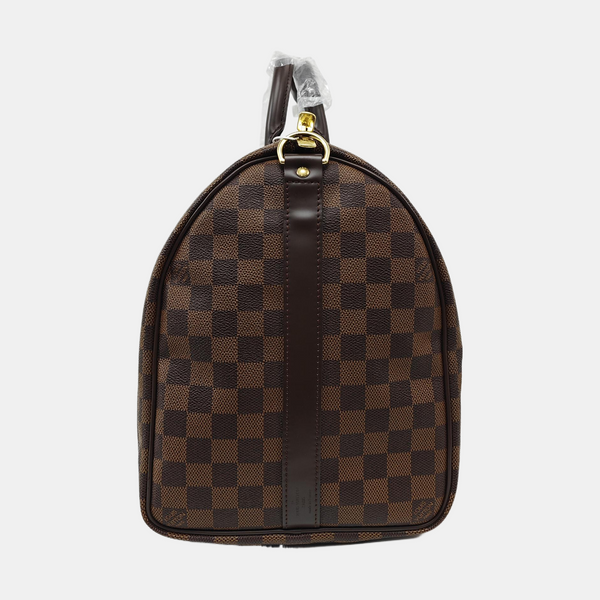 KEEPALL 45 Damier Ebene Coated Canvas Brown