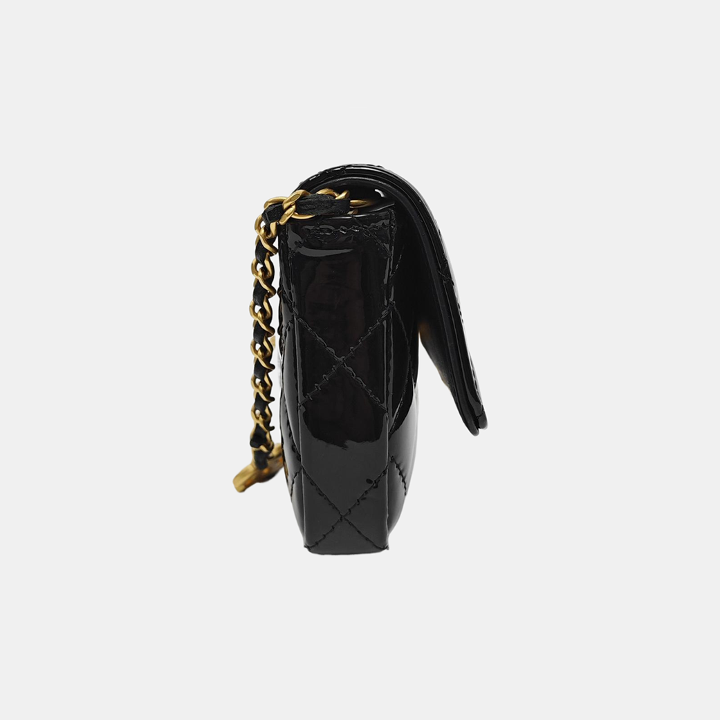 Quilted Patent Leather Black