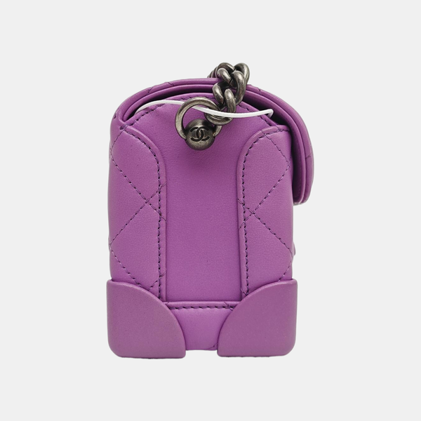 Quilted Calfskin Shoulder Bag Mini Purple