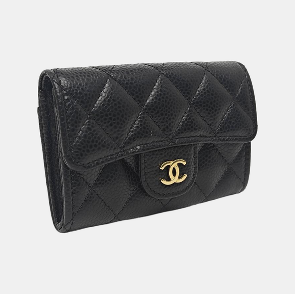 CLASSIC FLAP Quilted Grained Calfskin Black Card Holder