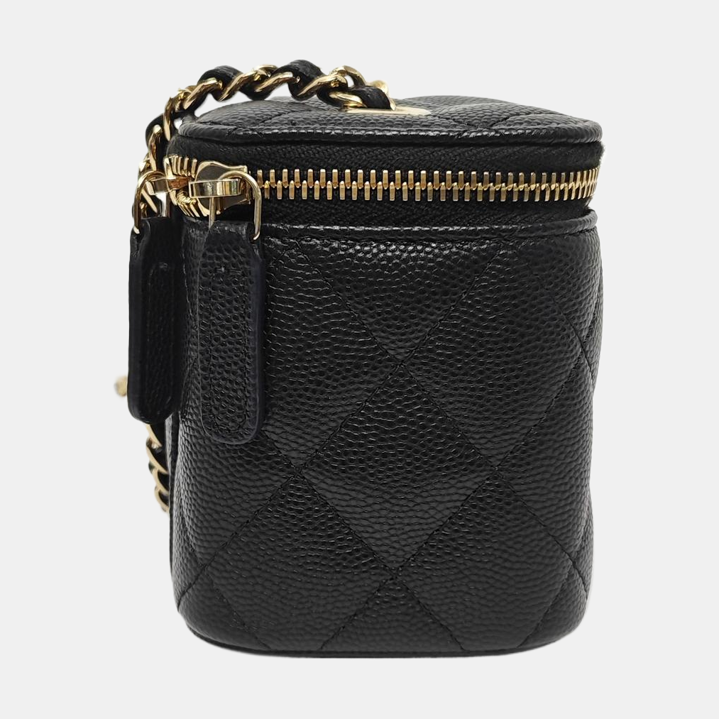 VANITY CASE Mini Quilted Grained Calfskin Black
