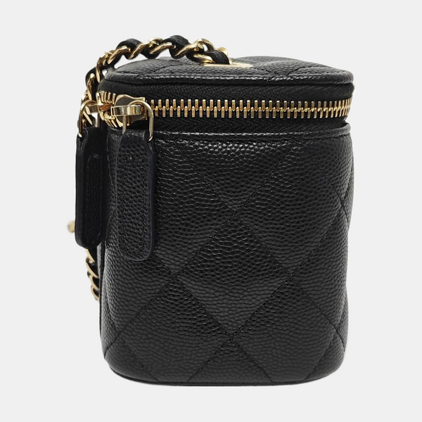 VANITY CASE Mini Quilted Grained Calfskin Black