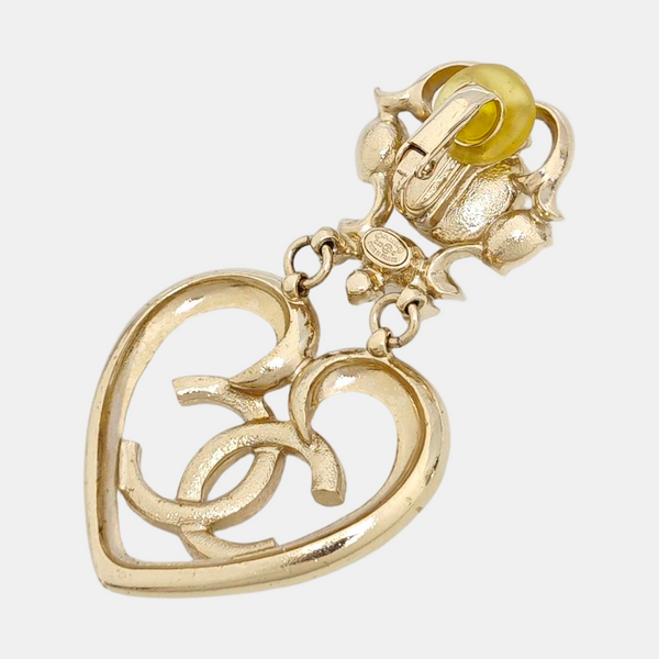 CC Logo Metal Gold Clip On Earrings