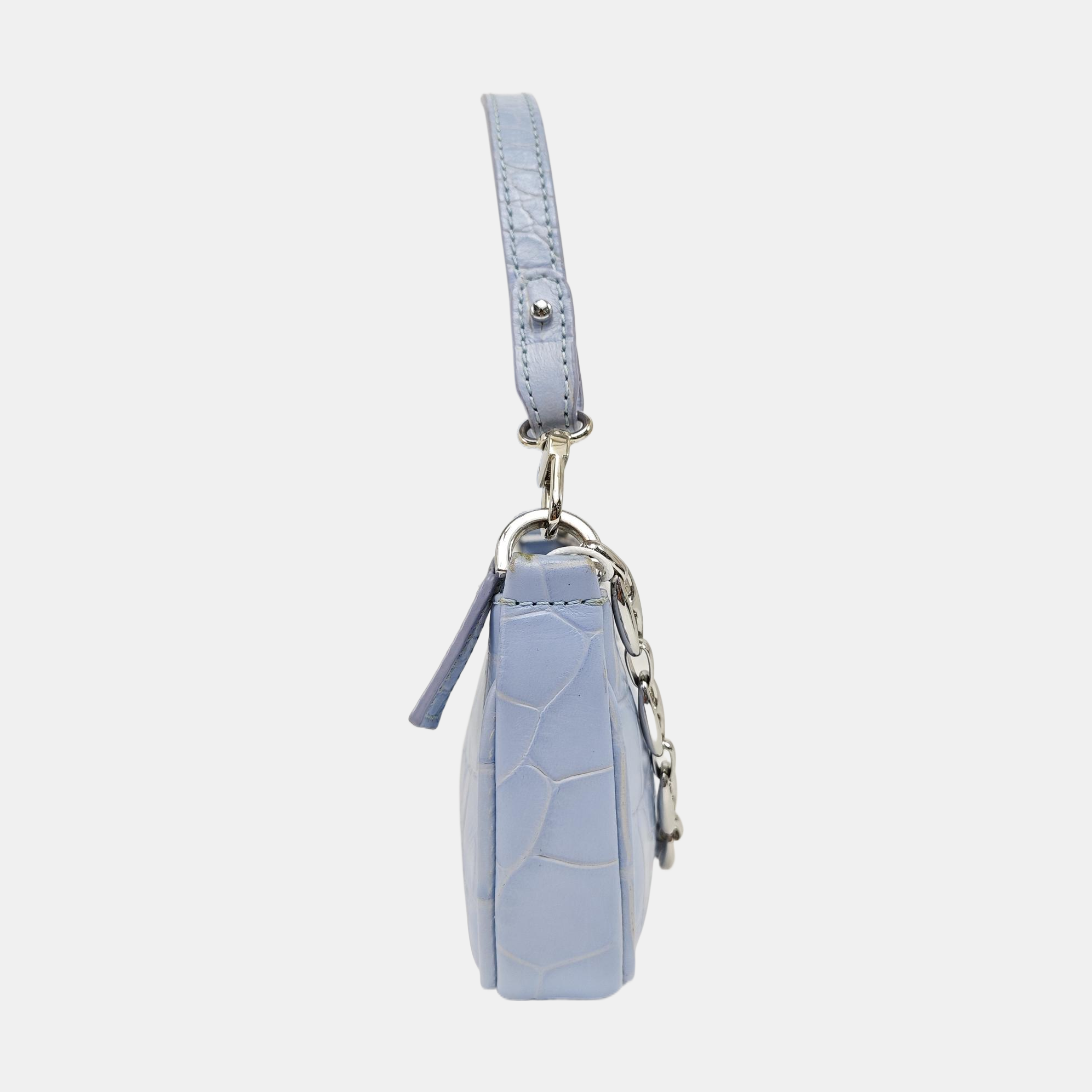 Leather Top Handle Bag Blue