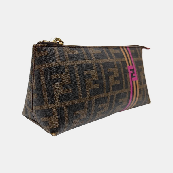 Coated Canvas Clutch Brown