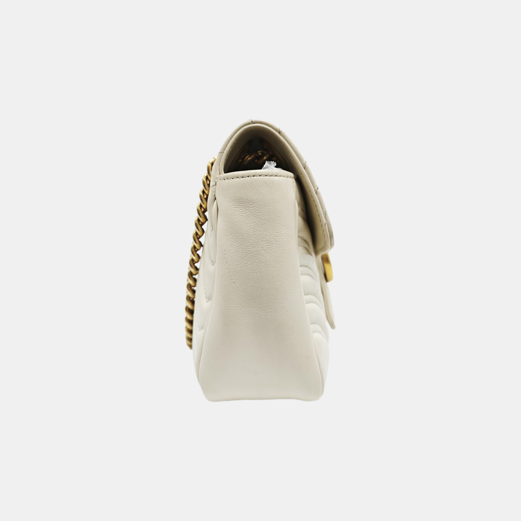 GG Marmont Medium Quilted Calfskin White