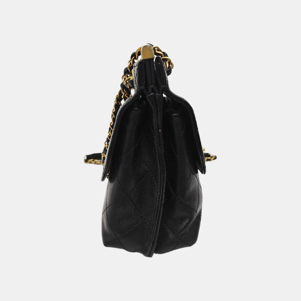 Quilted Calfskin Shoulder Bag Black