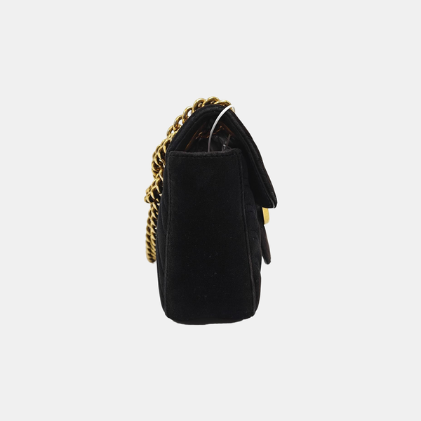GG Marmont Small Quilted Velvet Black