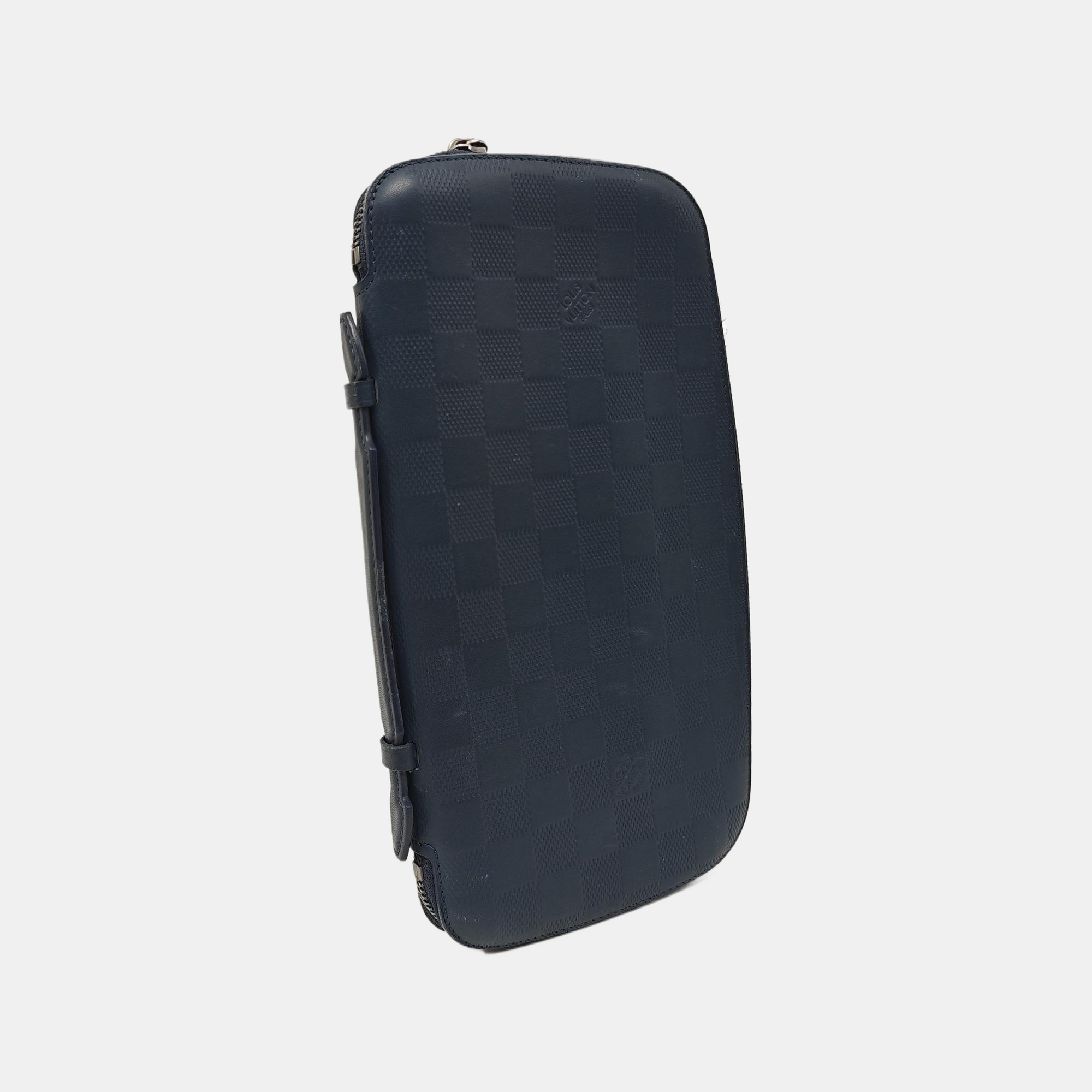 ATOLL Damier Calfskin Blue Wallet