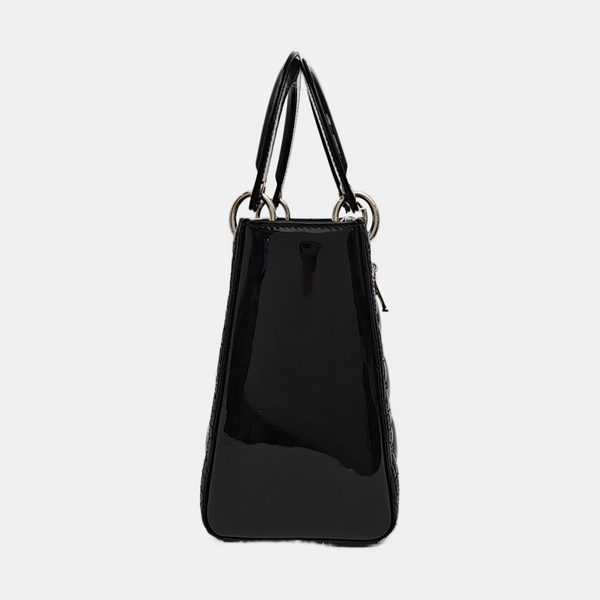Lady Dior Medium Cannage Patent Leather Black
