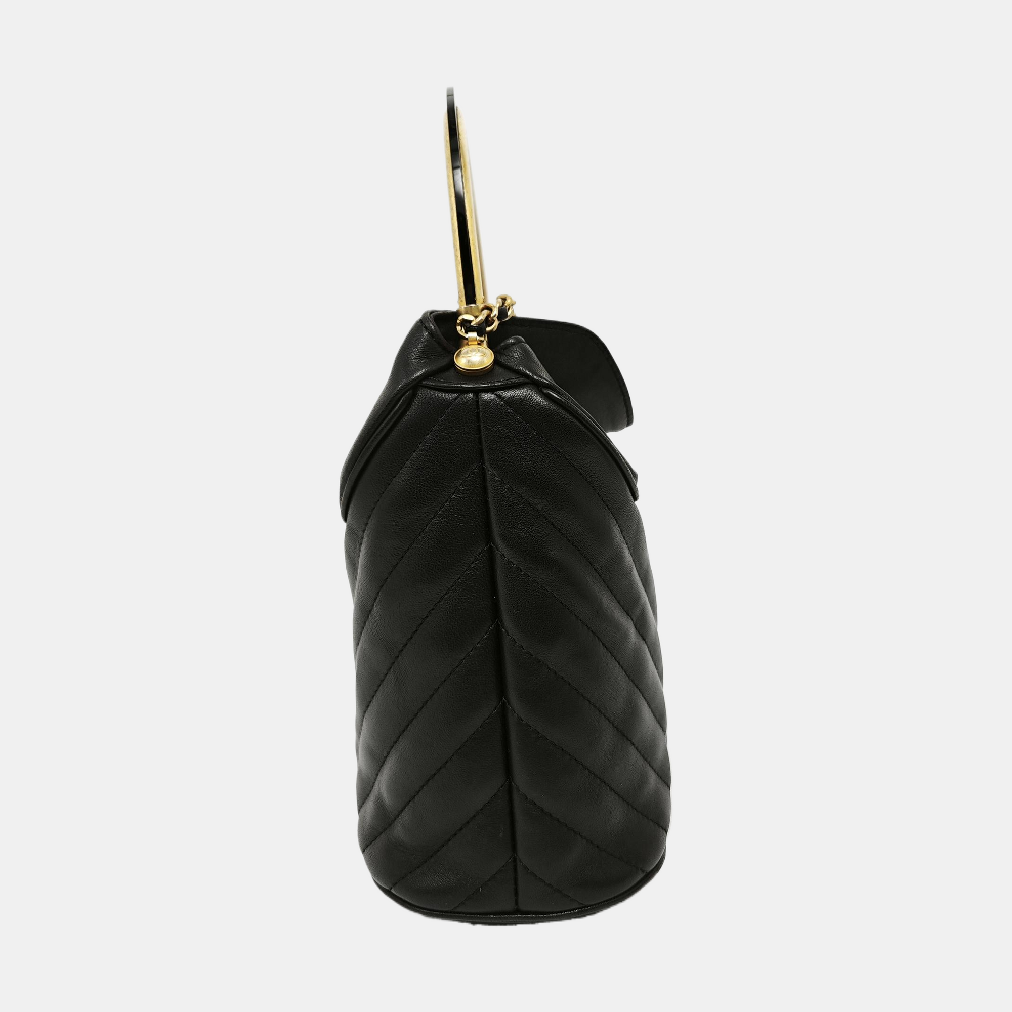 Quilted Calfskin Bucket Bag Black