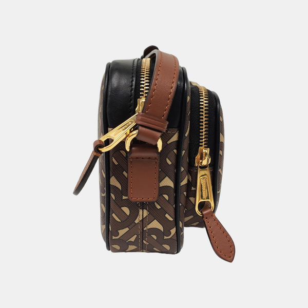 Coated Canvas Crossbody Bag Brown
