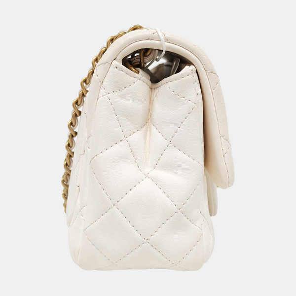 CLASSIC FLAP Mini Quilted Lambskin White