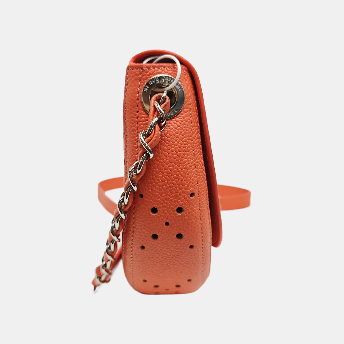 SADDLE Quilted Grained Calfskin Orange