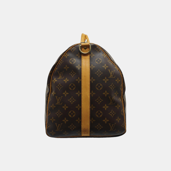 KEEPALL 55 Monogram Coated Canvas Brown