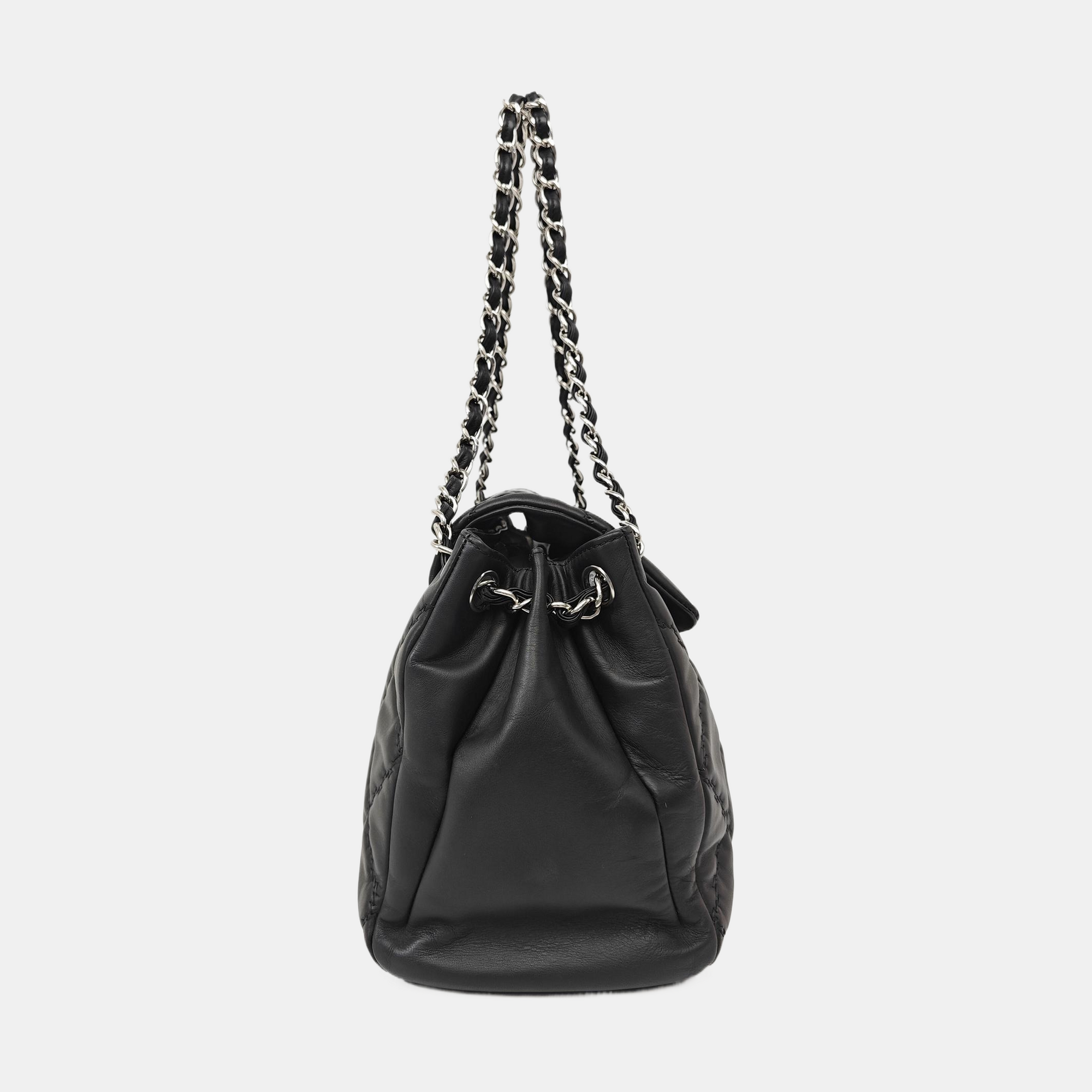 Quilted Calfskin Shoulder Bag Black