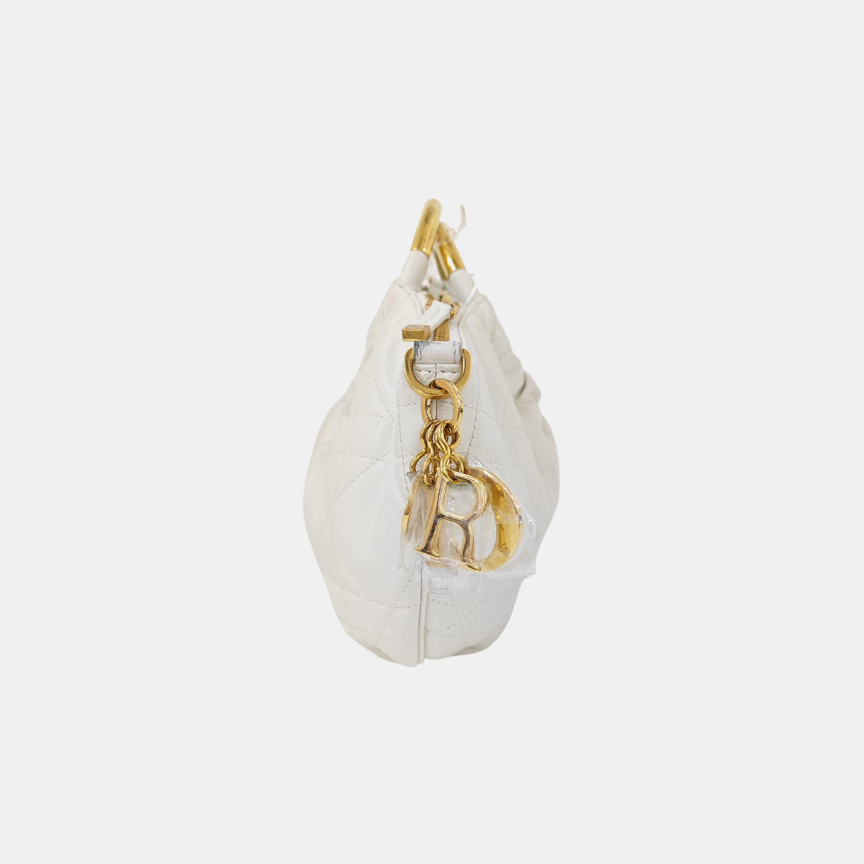 Cannage Calfskin Shoulder Bag White