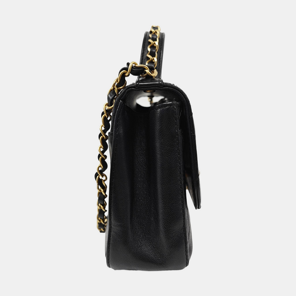 CHAIN INFINITY TOP HANDLE Quilted Lambskin Black